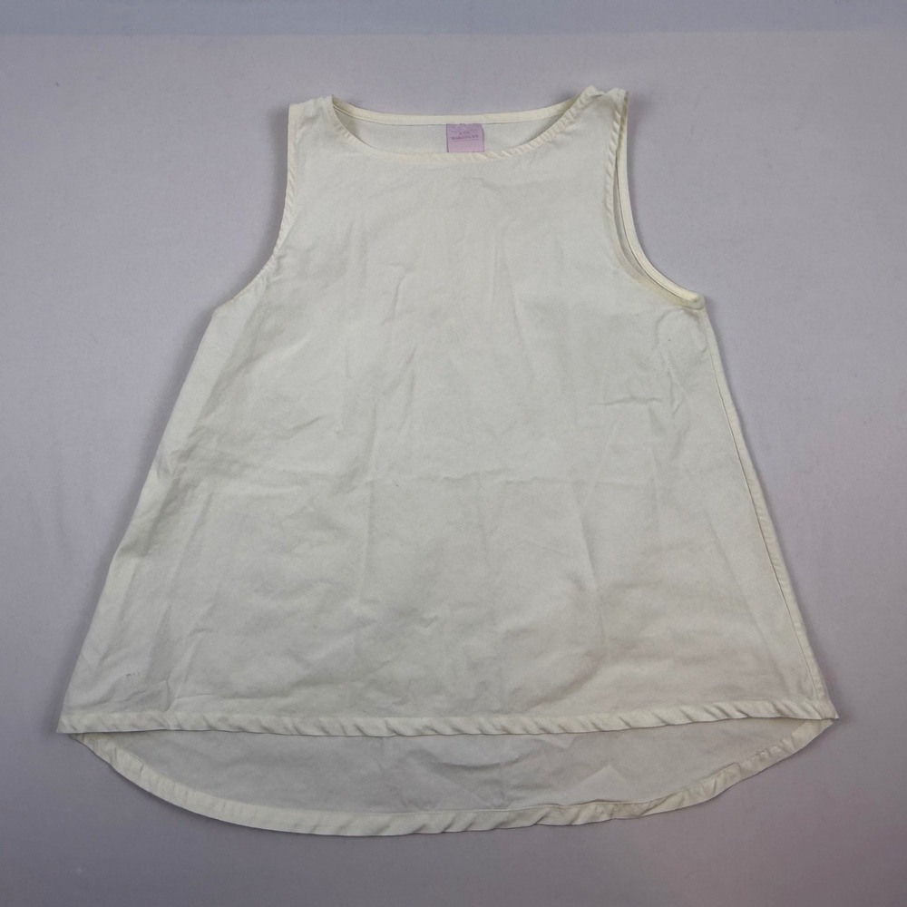 Ann Mashburn Womens XS Sleeveless Flared High-Low Top Cream‎ Cotton Nylon Blend